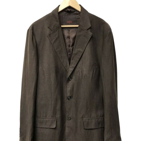 Tre Vero Sport Coat Mens XL Aux Casino Blazer Brown Silk Linen - Picture 2 of 9